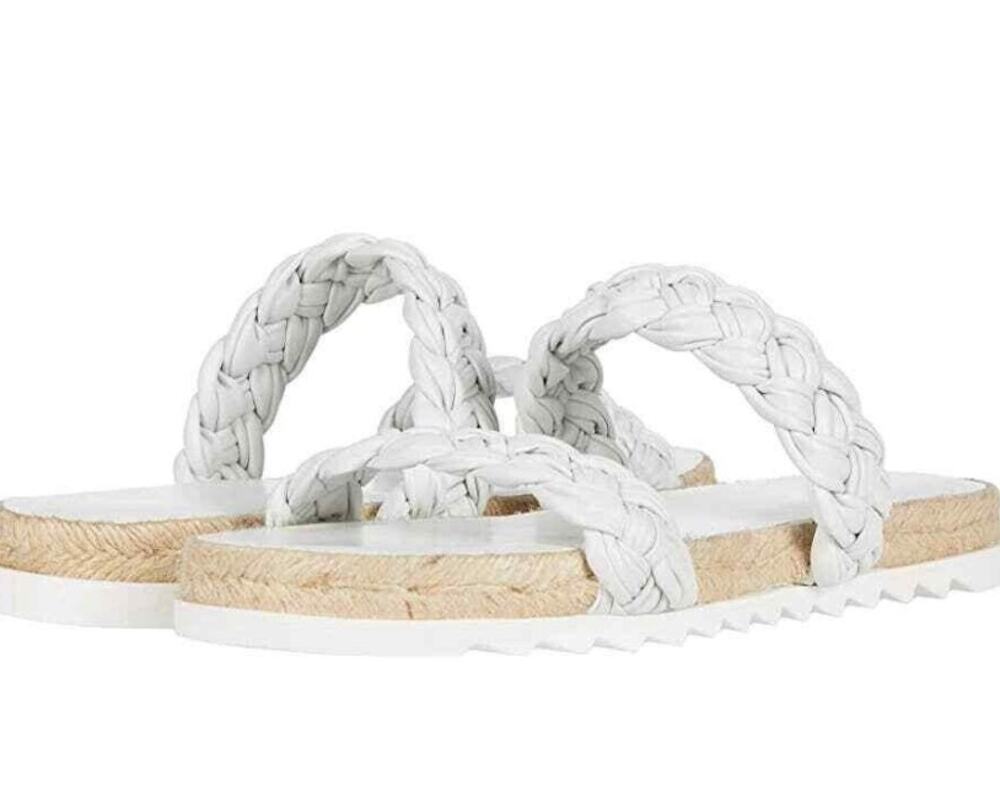 Marc Fisher Jaimee Slide Sandals 6 White Espadrilles White Travel Beach Resort